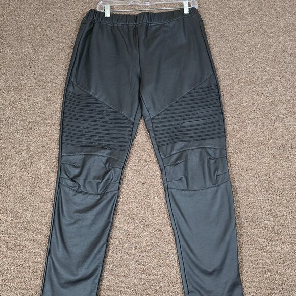 ANDREE BY UNIT Pants - Andree by Unit Faux Leather Moto Pants Sz L Black-Pre-owned